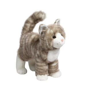 Douglas Zipper Gray Tabby Cat Plush Stuffed Toy 9 Inch #1866 Realistic NWT
